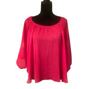 Minx Brand Bright Pink Sheer Wrap Shirt Medium